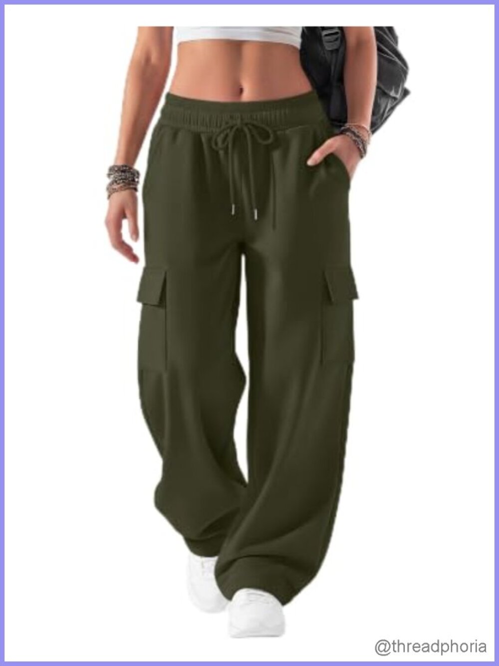 Women's Cargo Sweatpants with Pockets, Relaxed Baggy Athletic Joggers